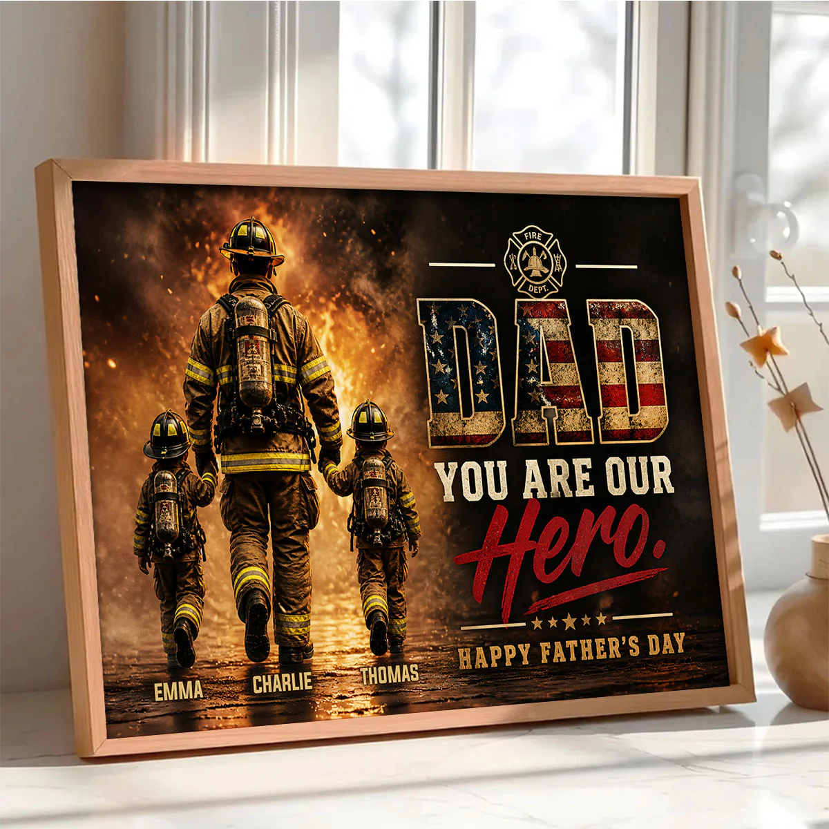 Firefighter Dad You Are Our Hero - Personalized Poster - Heartfelt Father's Day Gift for Dad, Husband - Image 8