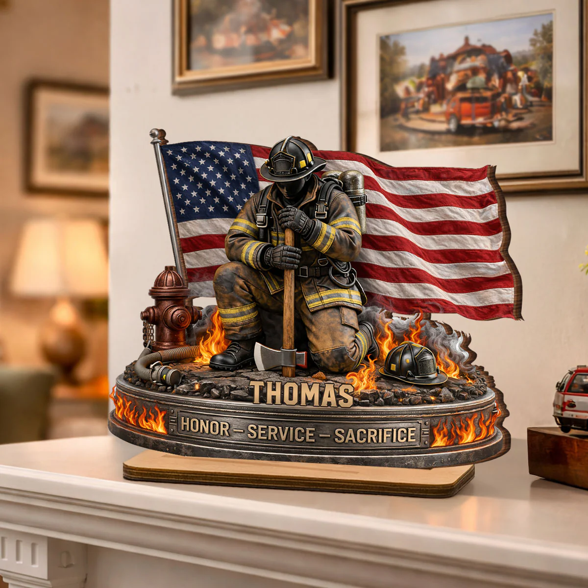 Firefighter Honor Service Sacrifice - Personalized Wooden Plaque - Appreciation