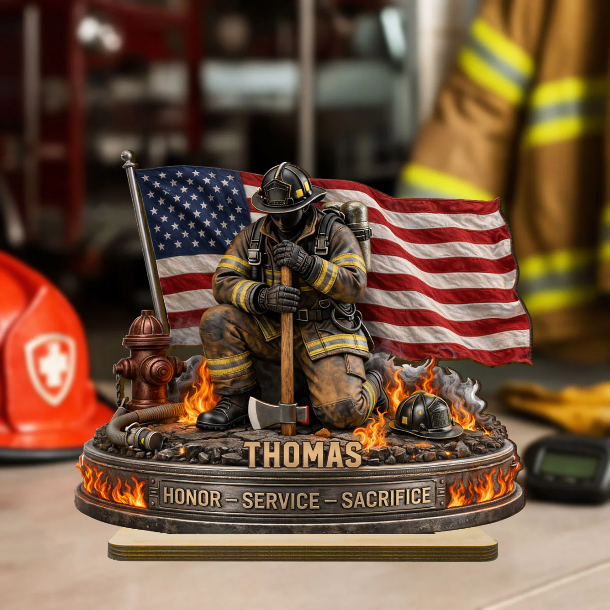 Firefighter Honor Service Sacrifice - Personalized Wooden Plaque - Appreciation - Image 2