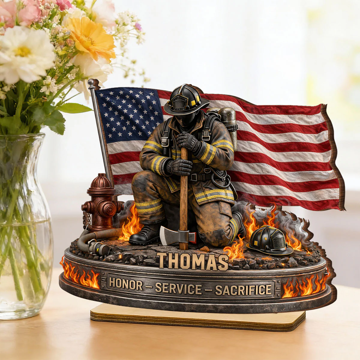 Firefighter Honor Service Sacrifice - Personalized Wooden Plaque - Appreciation - Image 3