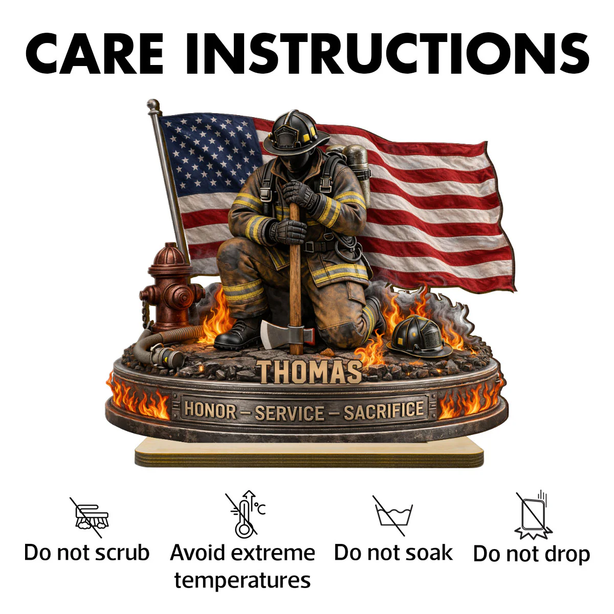 Firefighter Honor Service Sacrifice - Personalized Wooden Plaque - Appreciation - Image 8