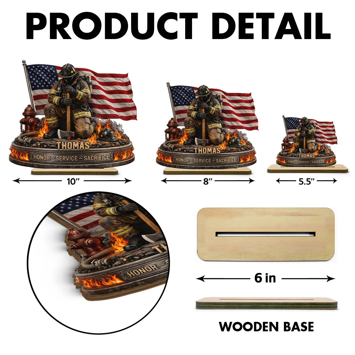 Firefighter Honor Service Sacrifice - Personalized Wooden Plaque - Appreciation - Image 9