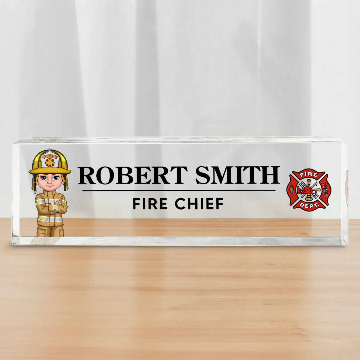 Proud Firefighter Personalized Acrylic Desk Name Plate, Appreciation Gift, Christmas Gift, Retirement Gift - Image 2