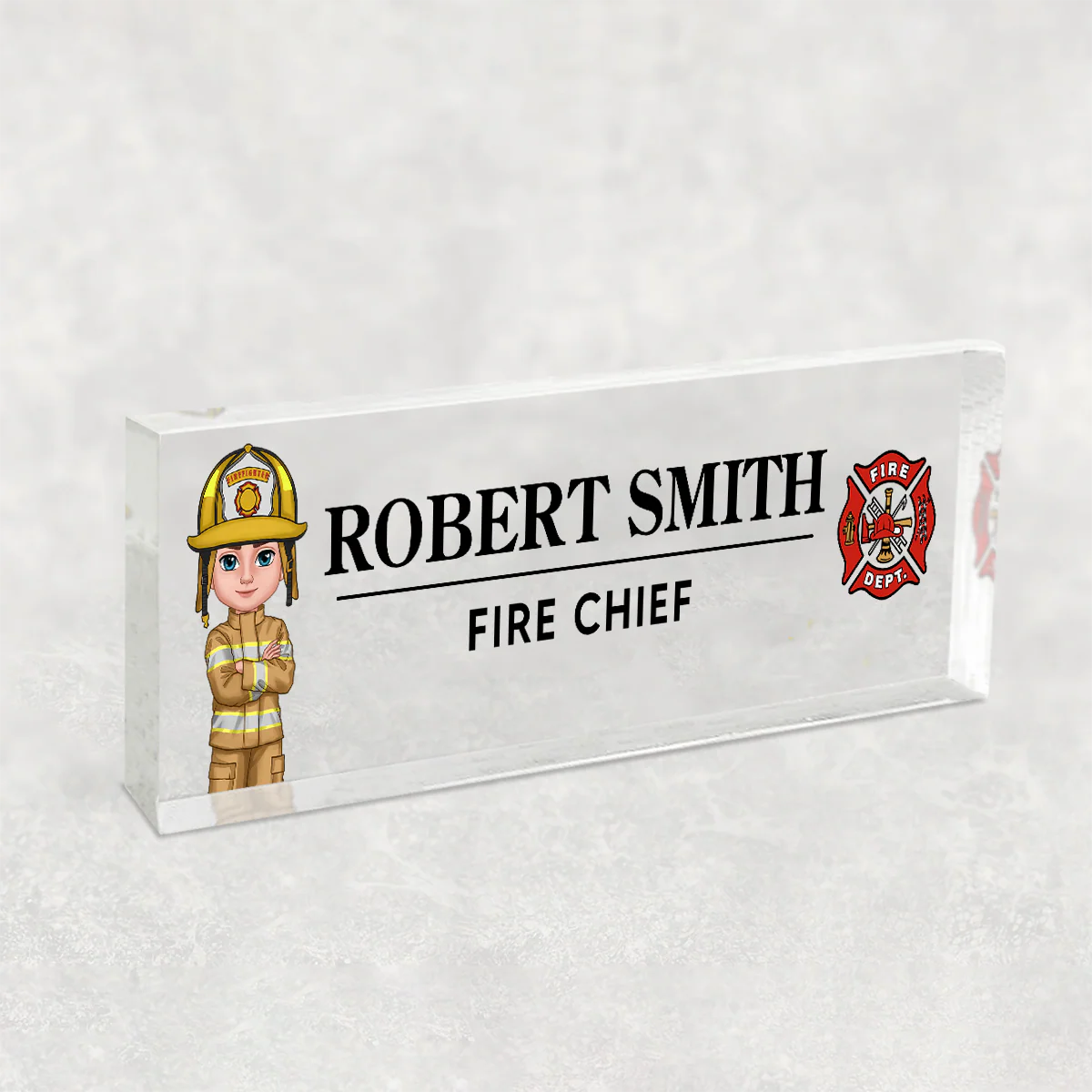 Proud Firefighter Personalized Acrylic Desk Name Plate, Appreciation Gift, Christmas Gift, Retirement Gift - Image 3