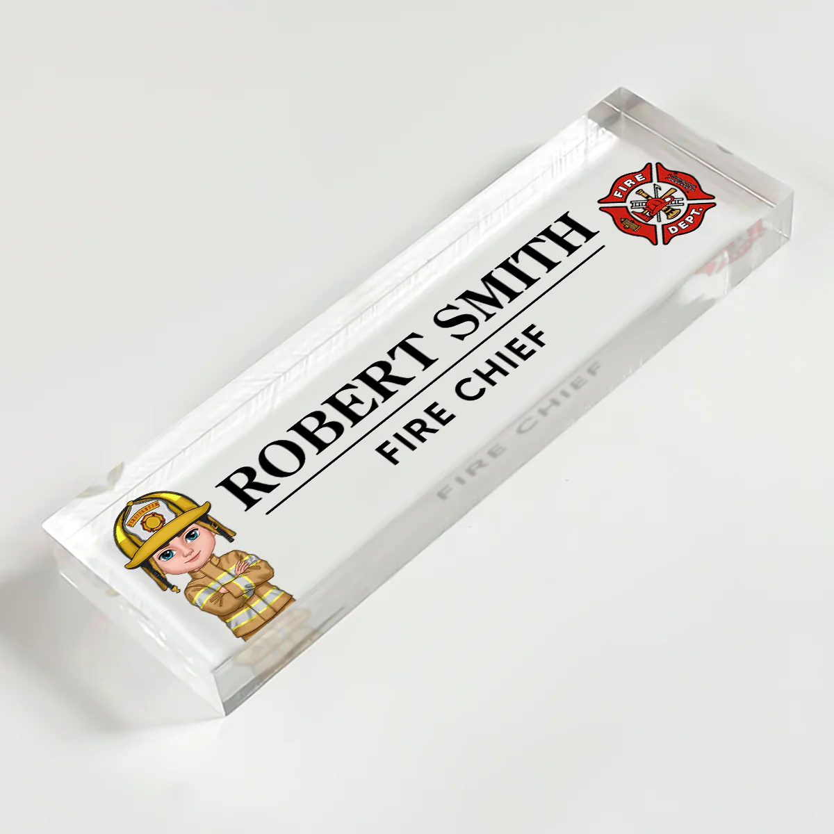 Proud Firefighter Personalized Acrylic Desk Name Plate, Appreciation Gift, Christmas Gift, Retirement Gift - Image 4