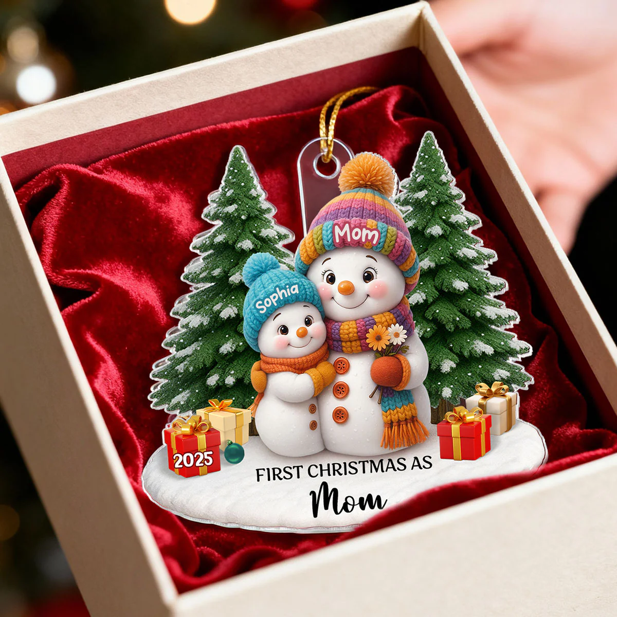 First Christmas As Grandma Mom Big Sister Snowman - Personalized Acrylic Ornament - Christmas Gift for Grandma, Mom, Big Sister - Image 12