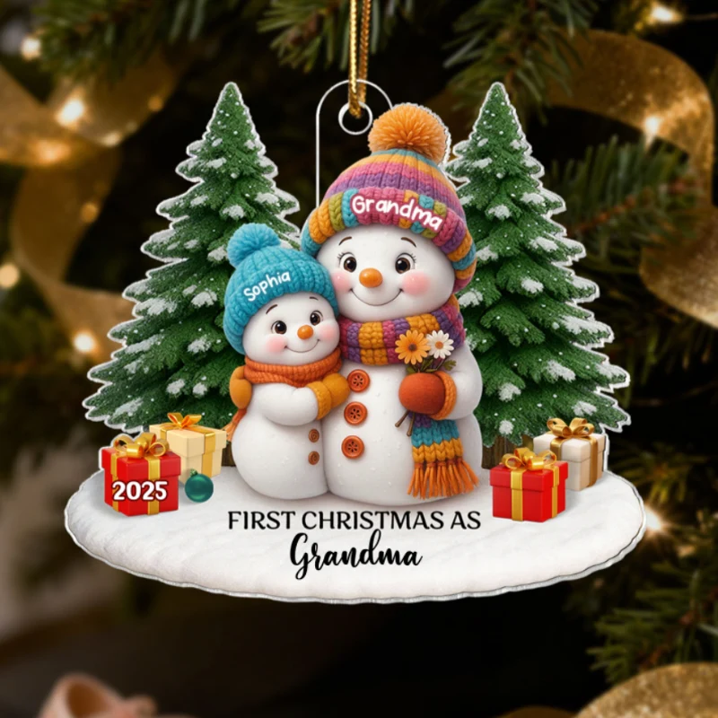 First Christmas As Grandma Mom Big Sister Snowman - Personalized Acrylic Ornament - Christmas Gift for Grandma, Mom, Big Sister - Image 17