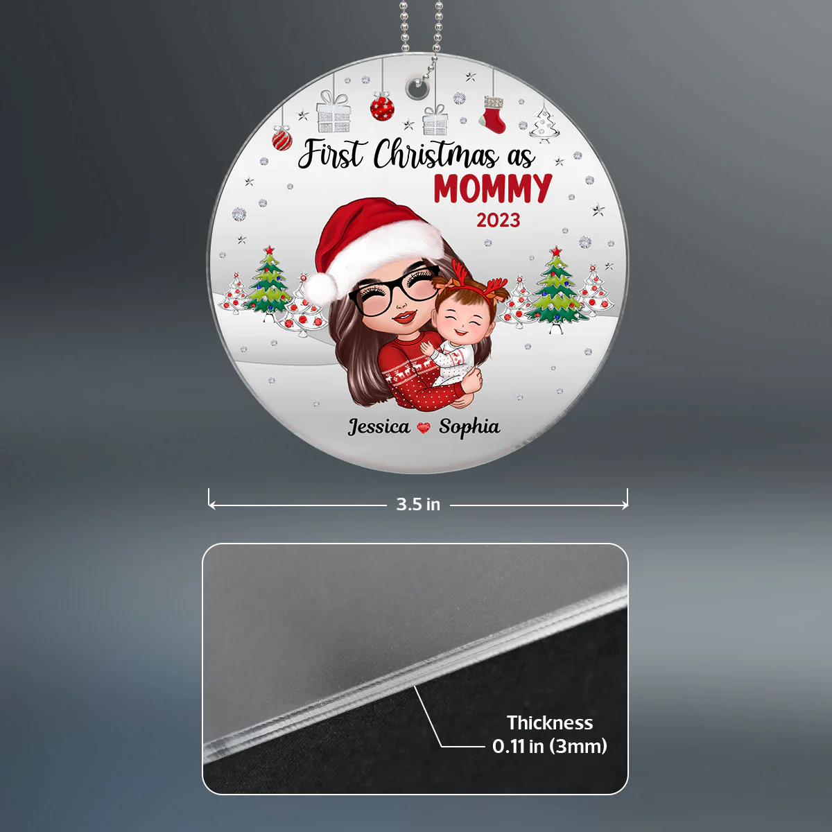 First Christmas As Mommy Personalized Acrylic Ornament - Image 4