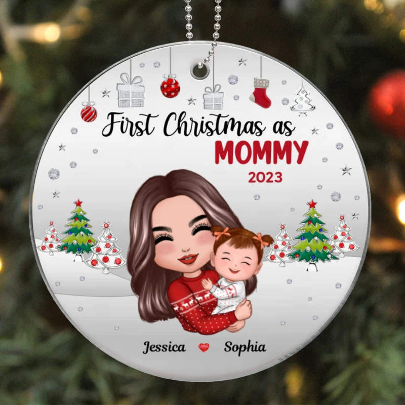 First Christmas As Mommy Personalized Acrylic Ornament - Image 5