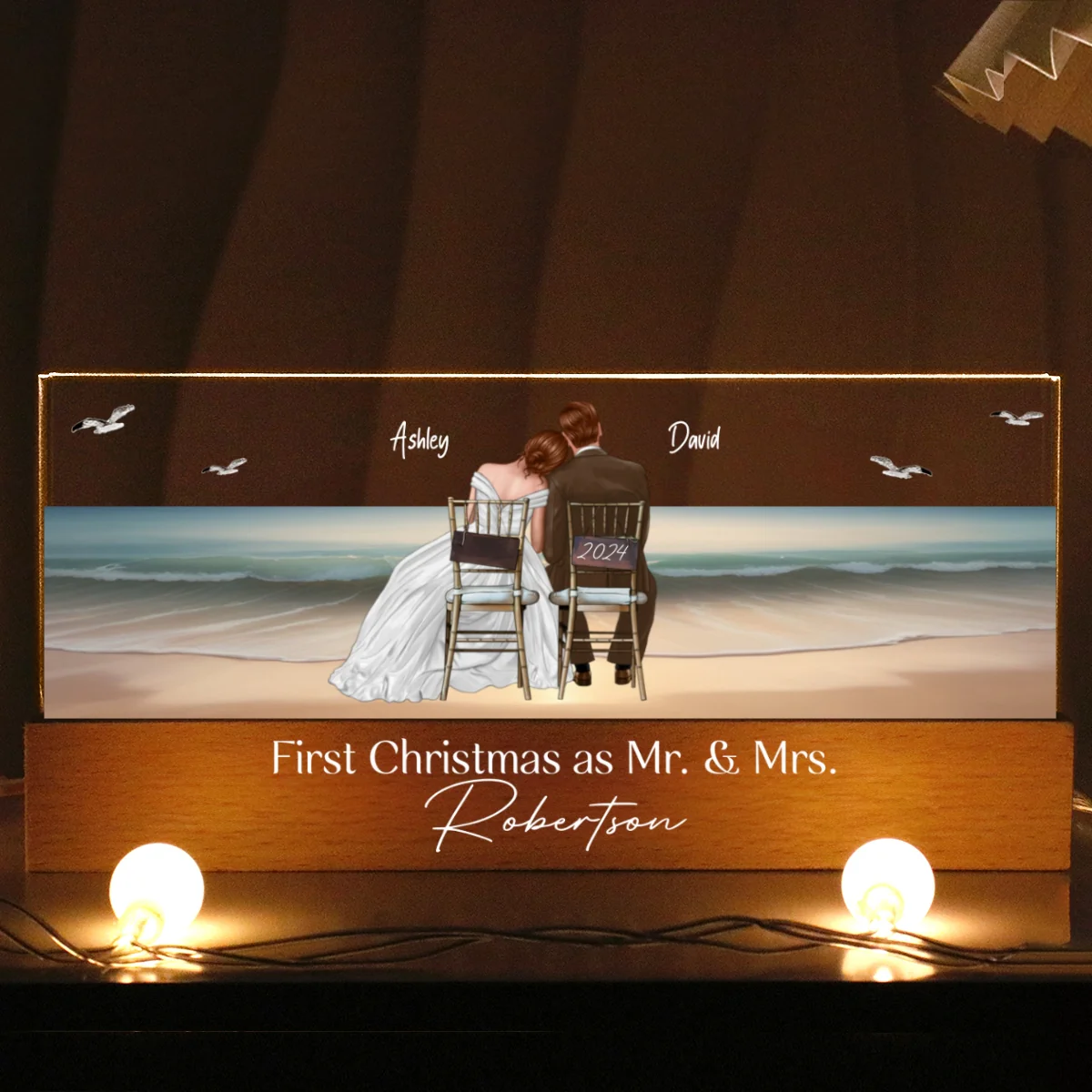 First Christmas Couple Wedding Keepsake, Christmas Gift for Newlyweds, Custom Bride And Groom - Image 10