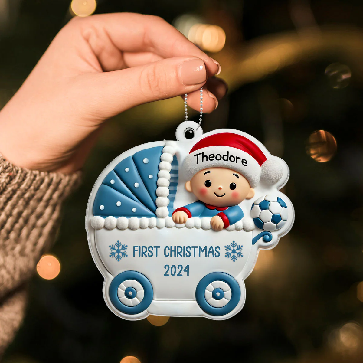 First Christmas Cute Baby On Carriage Personalized Acrylic Ornament, Gift for New Mom New Dad, Baby Newborn Gift - Image 4
