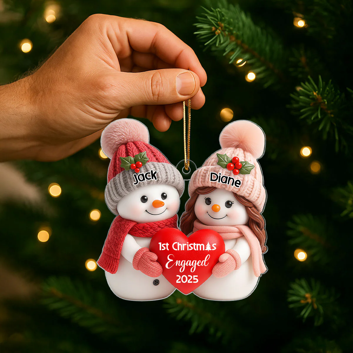 First Christmas Engaged, Married Personalized Acrylic Ornament, Christmas Gift for Newlyweds, Couples - Image 2