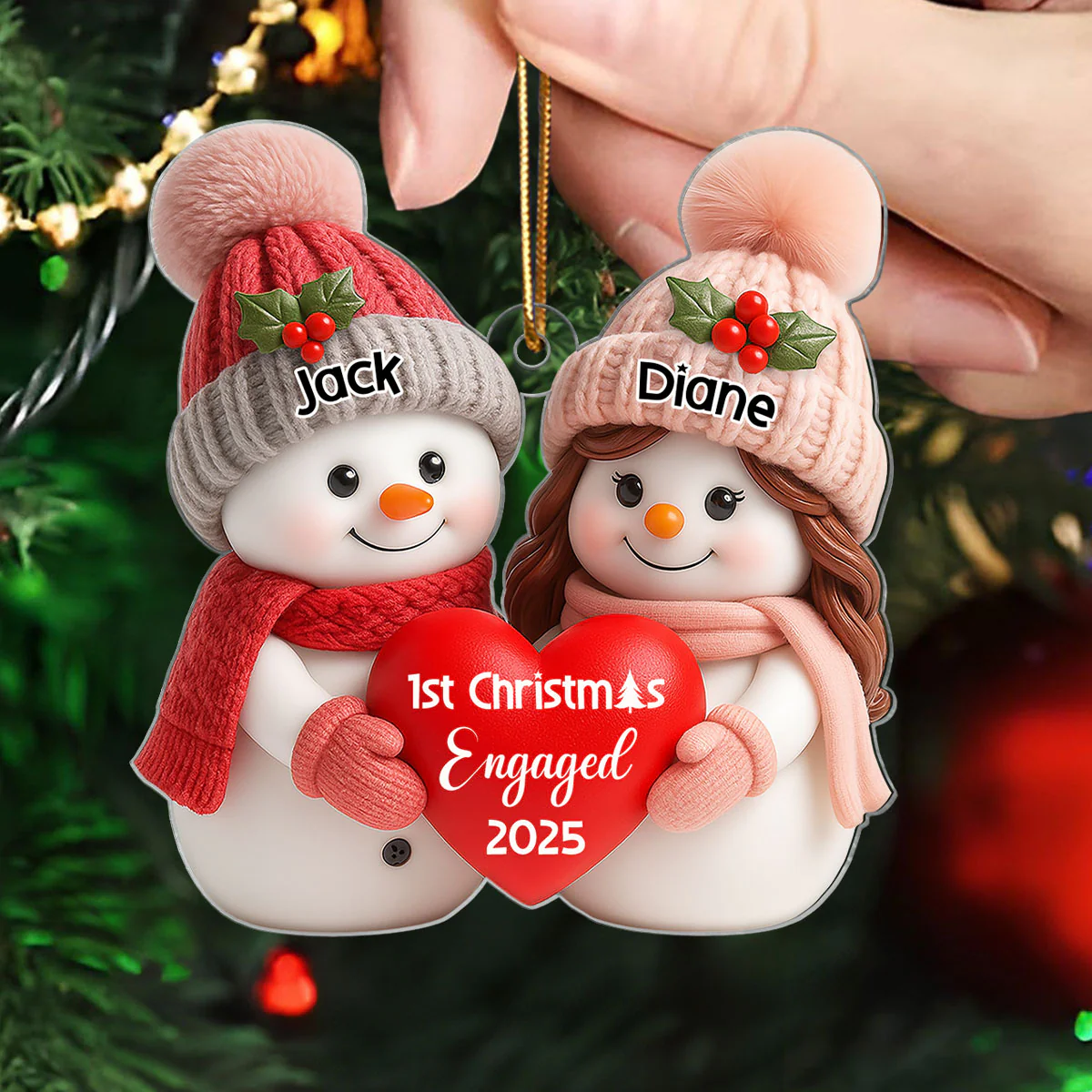 First Christmas Engaged, Married Personalized Acrylic Ornament, Christmas Gift for Newlyweds, Couples - Image 3