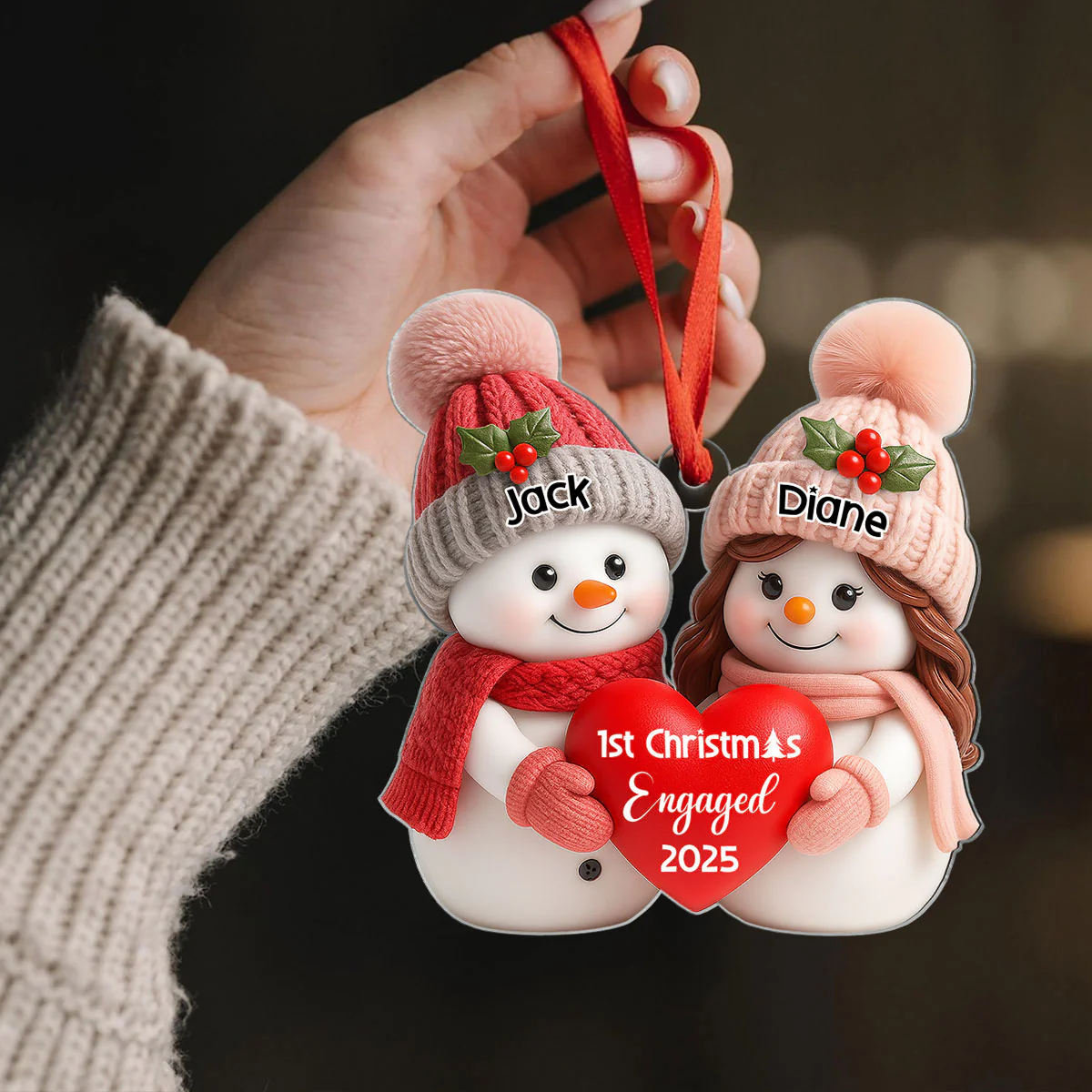 First Christmas Engaged, Married Personalized Acrylic Ornament, Christmas Gift for Newlyweds, Couples - Image 4