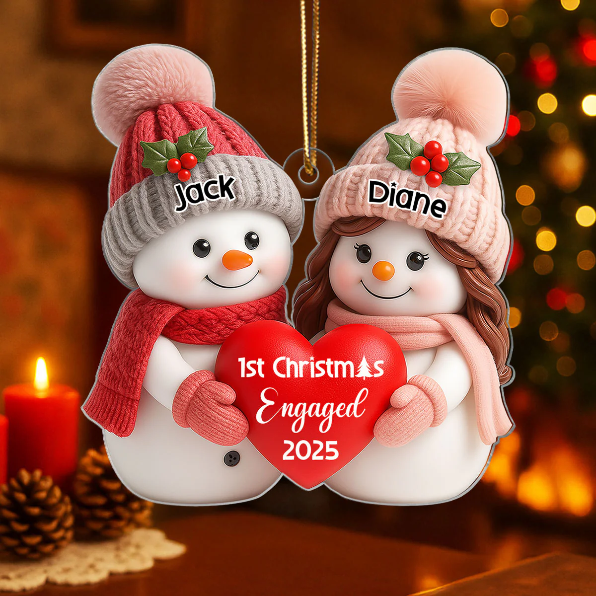 First Christmas Engaged, Married Personalized Acrylic Ornament, Christmas Gift for Newlyweds, Couples - Image 5