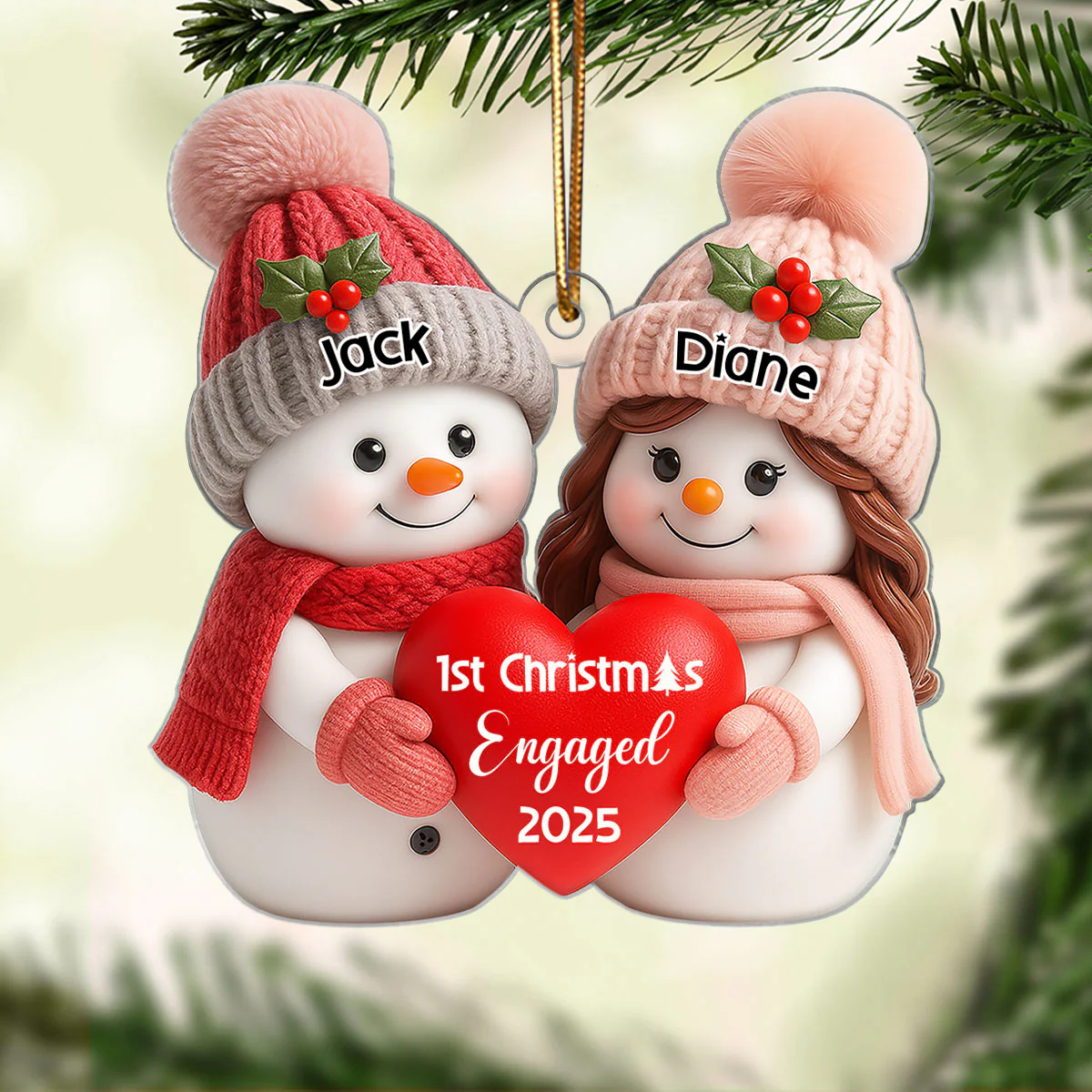 First Christmas Engaged, Married Personalized Acrylic Ornament, Christmas Gift for Newlyweds, Couples - Image 6