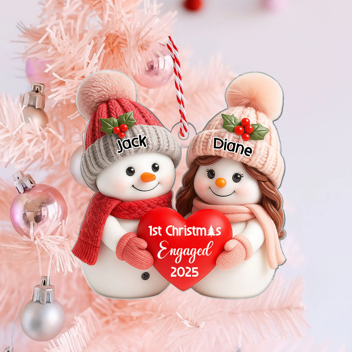 First Christmas Engaged, Married Personalized Acrylic Ornament, Christmas Gift for Newlyweds, Couples - Image 7