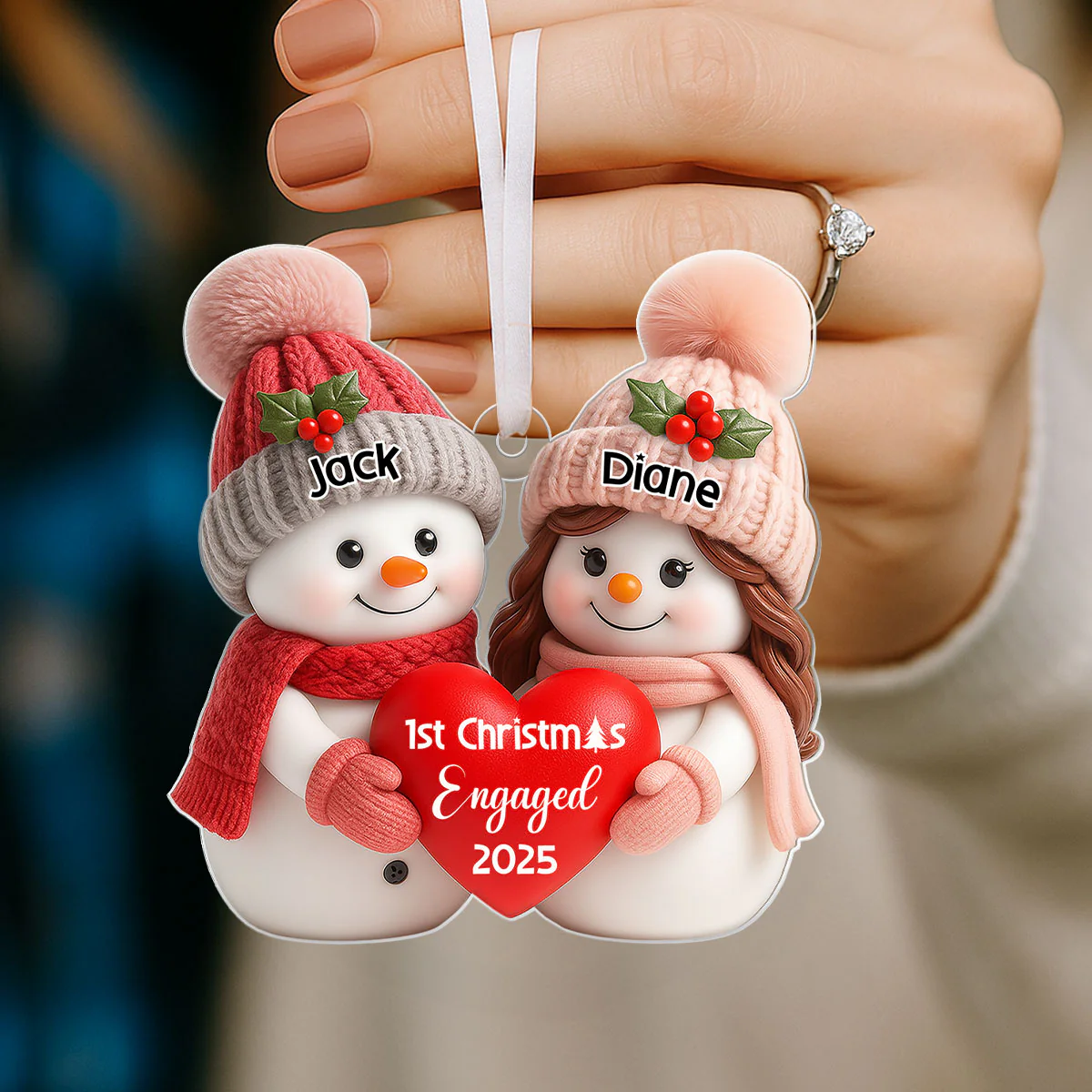 First Christmas Engaged, Married Personalized Acrylic Ornament, Christmas Gift for Newlyweds, Couples - Image 8