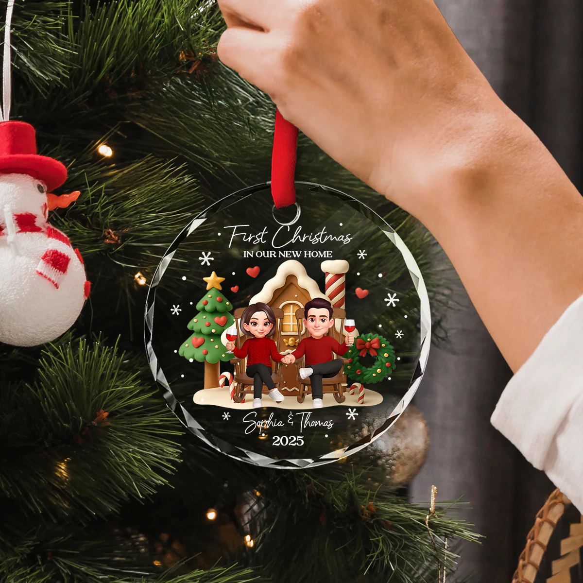 First Christmas In Our New Home - Personalized Glass Ornament - Unique Christmas Gift For Couple - Image 3