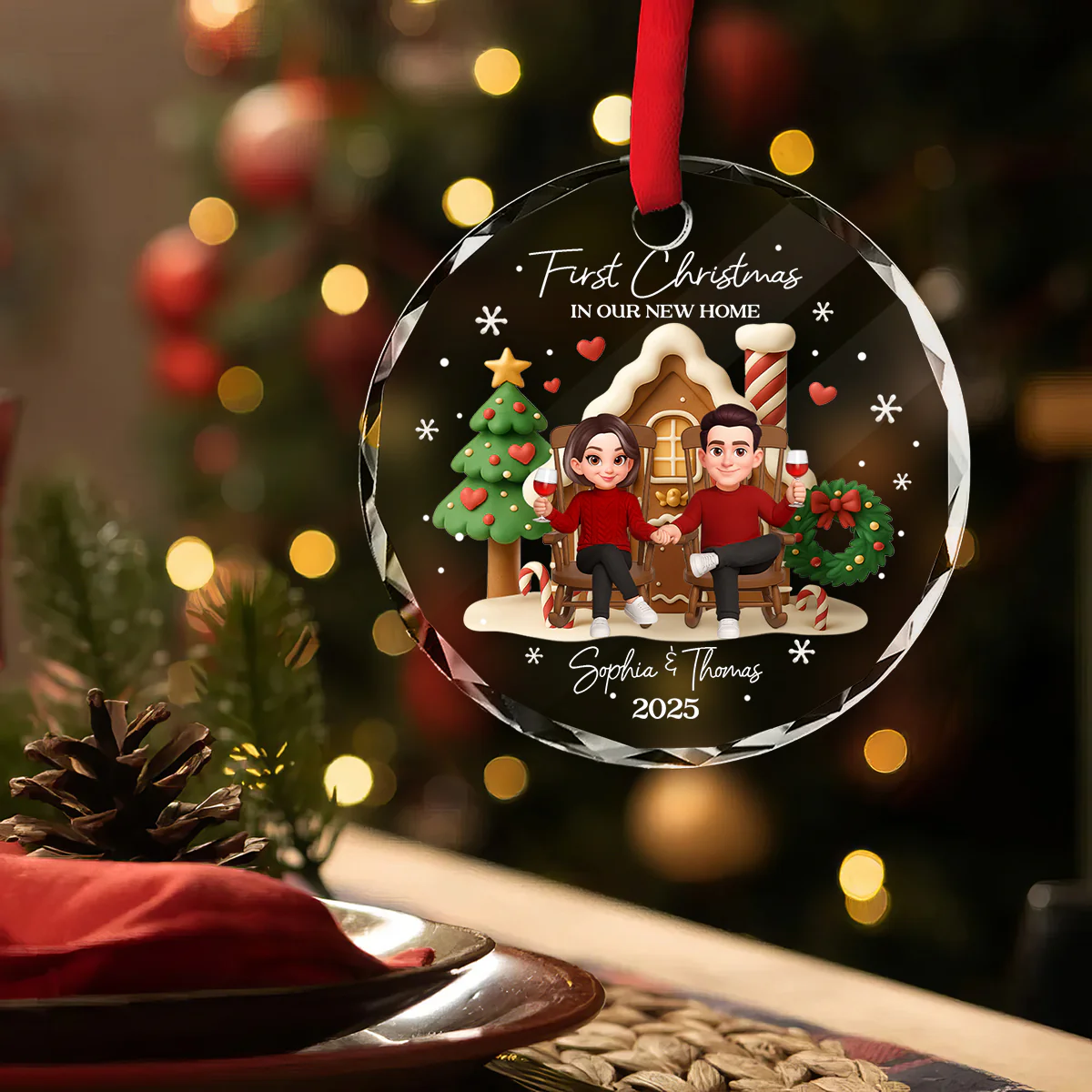 First Christmas In Our New Home - Personalized Glass Ornament - Unique Christmas Gift For Couple - Image 4