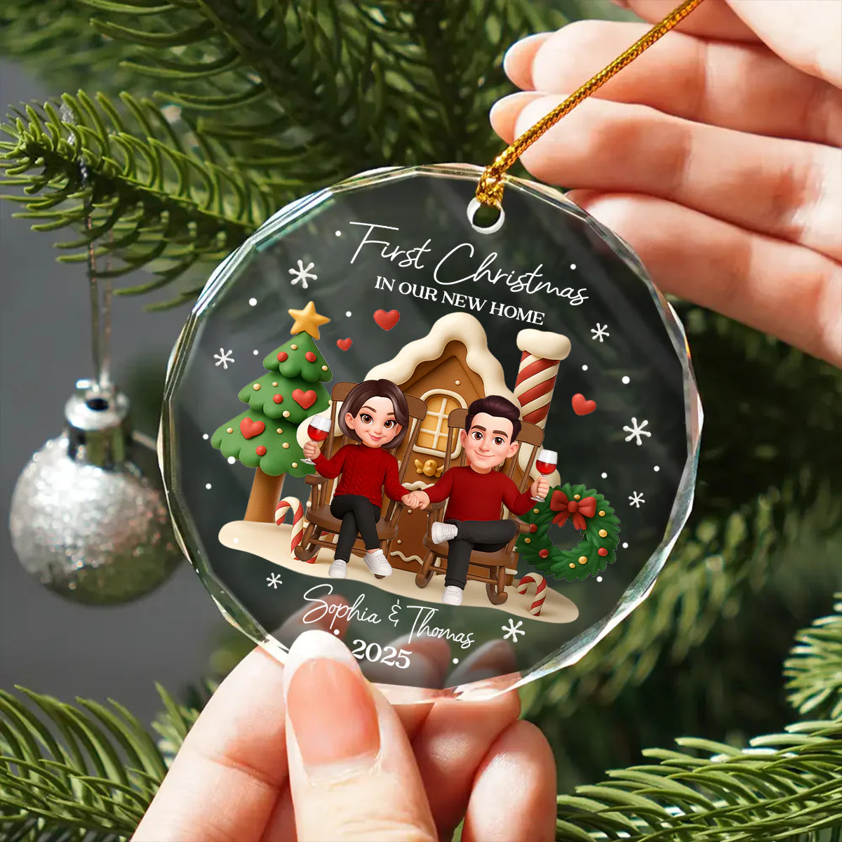 First Christmas In Our New Home - Personalized Glass Ornament - Unique Christmas Gift For Couple - Image 5