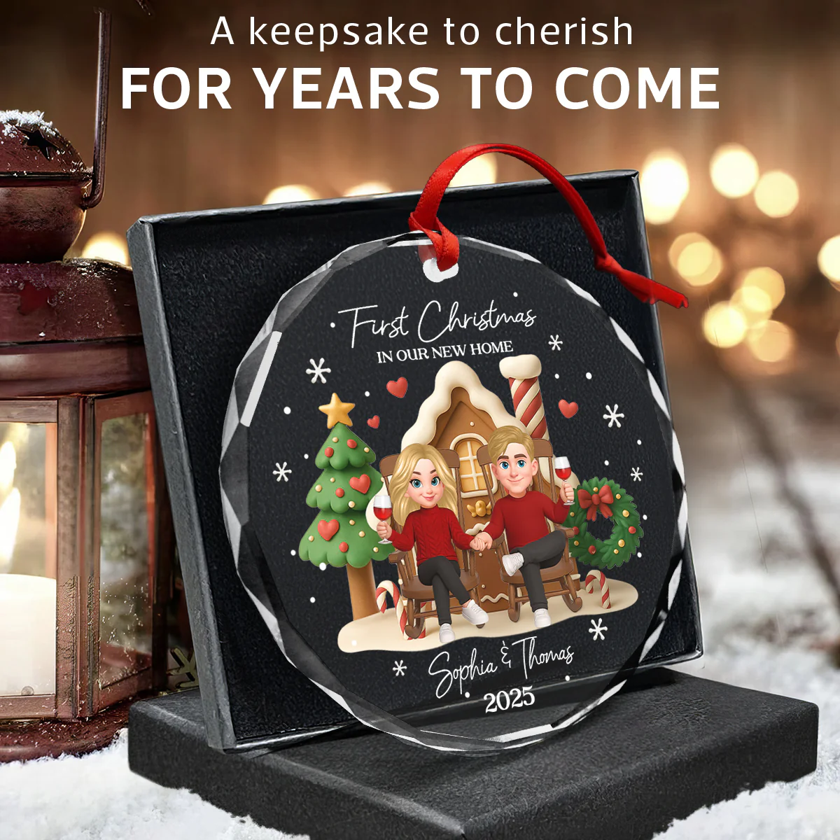 First Christmas In Our New Home - Personalized Glass Ornament - Unique Christmas Gift For Couple - Image 6