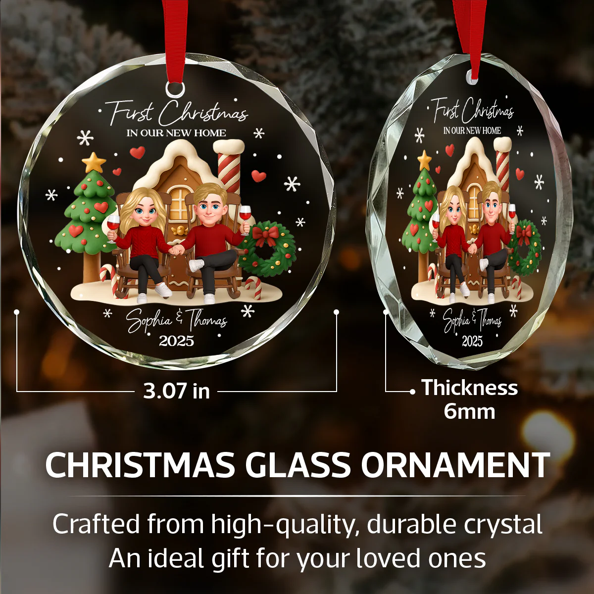 First Christmas In Our New Home - Personalized Glass Ornament - Unique Christmas Gift For Couple - Image 7