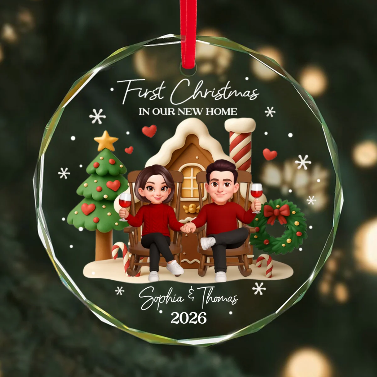First Christmas In Our New Home - Personalized Glass Ornament - Unique Christmas Gift For Couple - Image 8