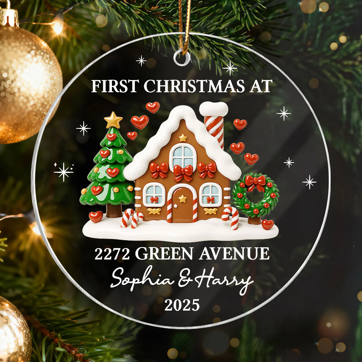 First Christmas New Home 3D Effect Gingerbread House - Personalized Acrylic Ornament - Image 10