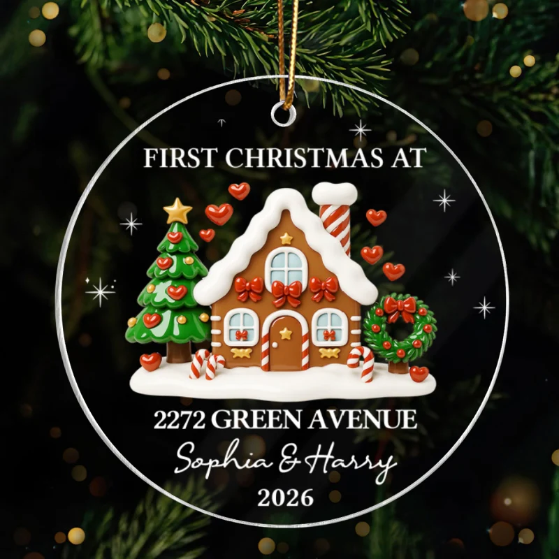 First Christmas New Home 3D Effect Gingerbread House - Personalized Acrylic Ornament - Image 11