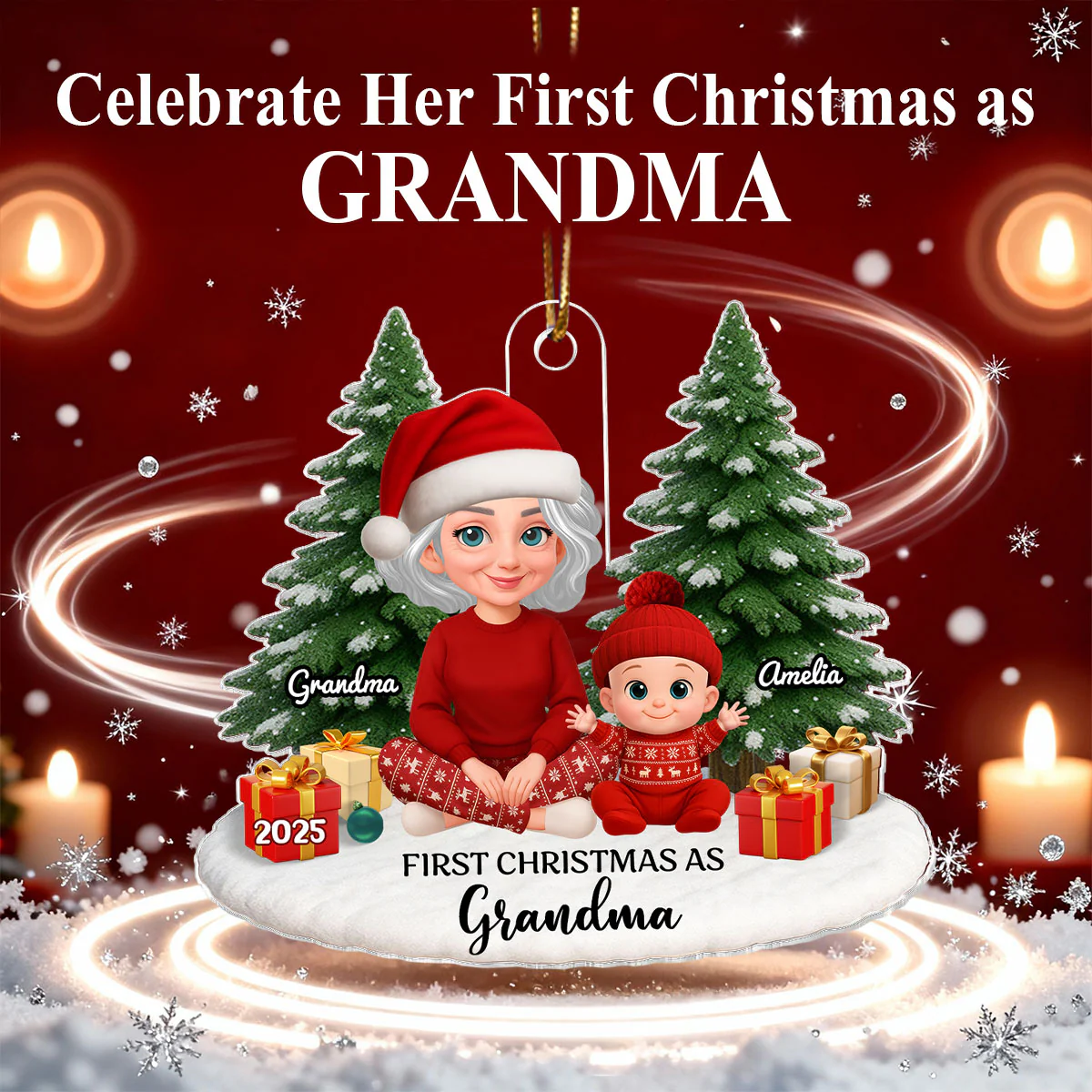 First Christmas With New Baby – Personalized Acrylic Ornament - Chritsmas Gift for Grandparent, Dad Mom, Big Sister, Big Brother - Image 10