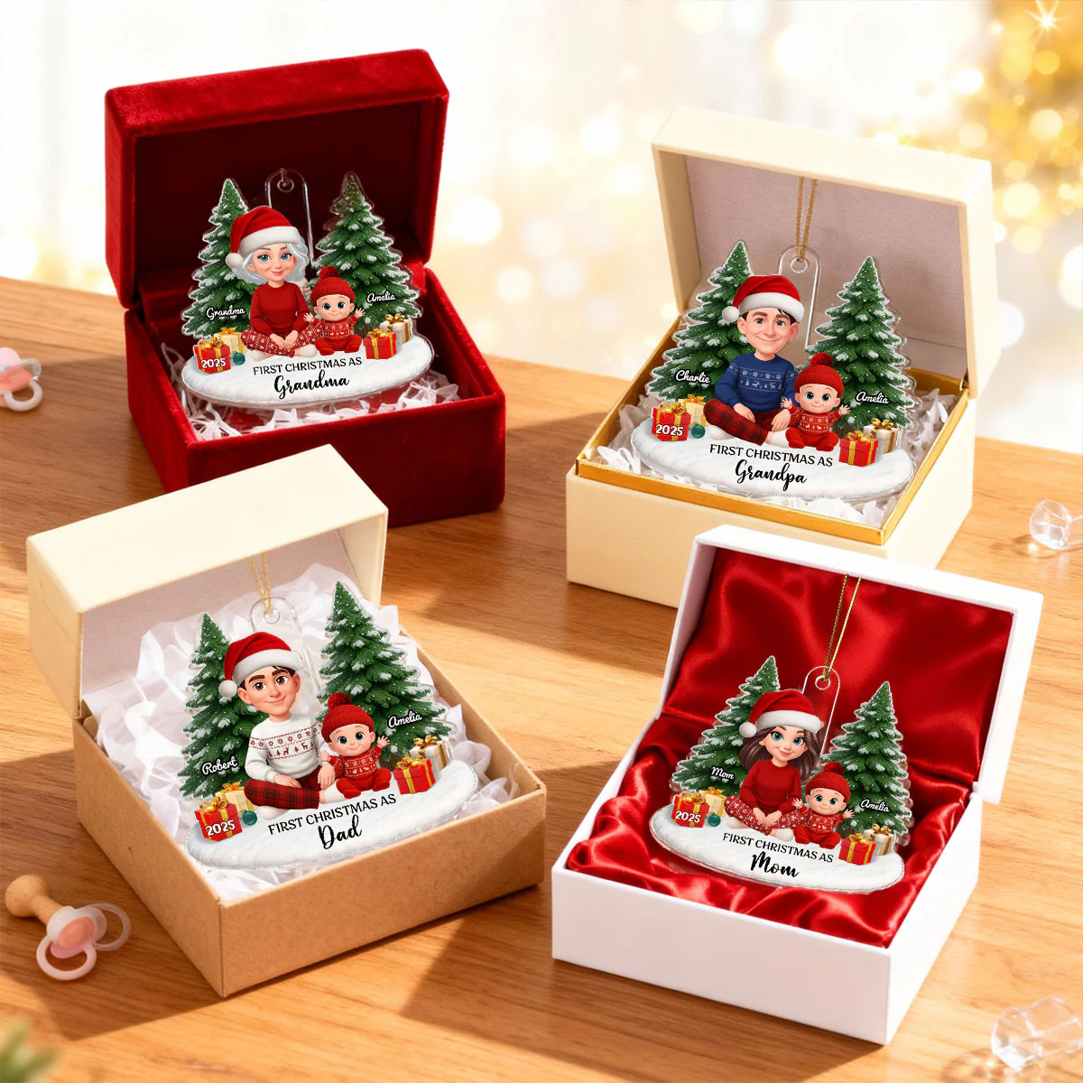 First Christmas With New Baby – Personalized Acrylic Ornament - Chritsmas Gift for Grandparent, Dad Mom, Big Sister, Big Brother - Image 11