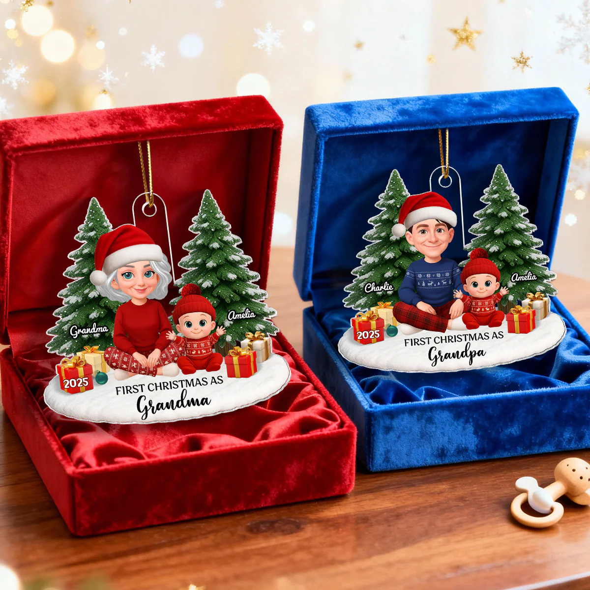 First Christmas With New Baby – Personalized Acrylic Ornament - Chritsmas Gift for Grandparent, Dad Mom, Big Sister, Big Brother - Image 12