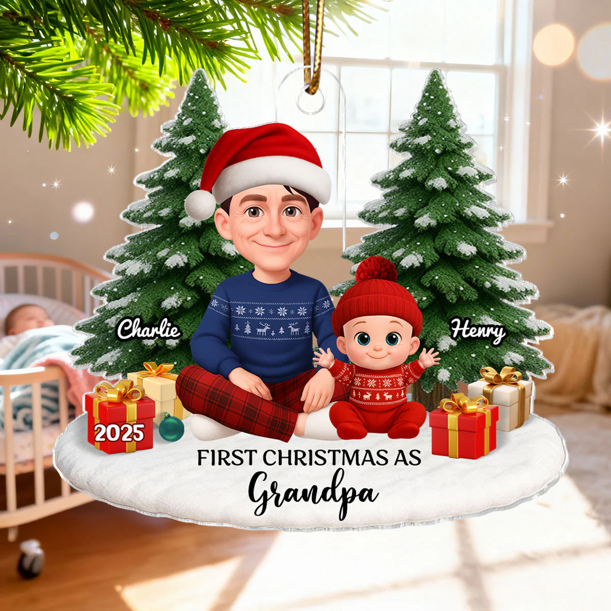 First Christmas With New Baby – Personalized Acrylic Ornament - Chritsmas Gift for Grandparent, Dad Mom, Big Sister, Big Brother - Image 13