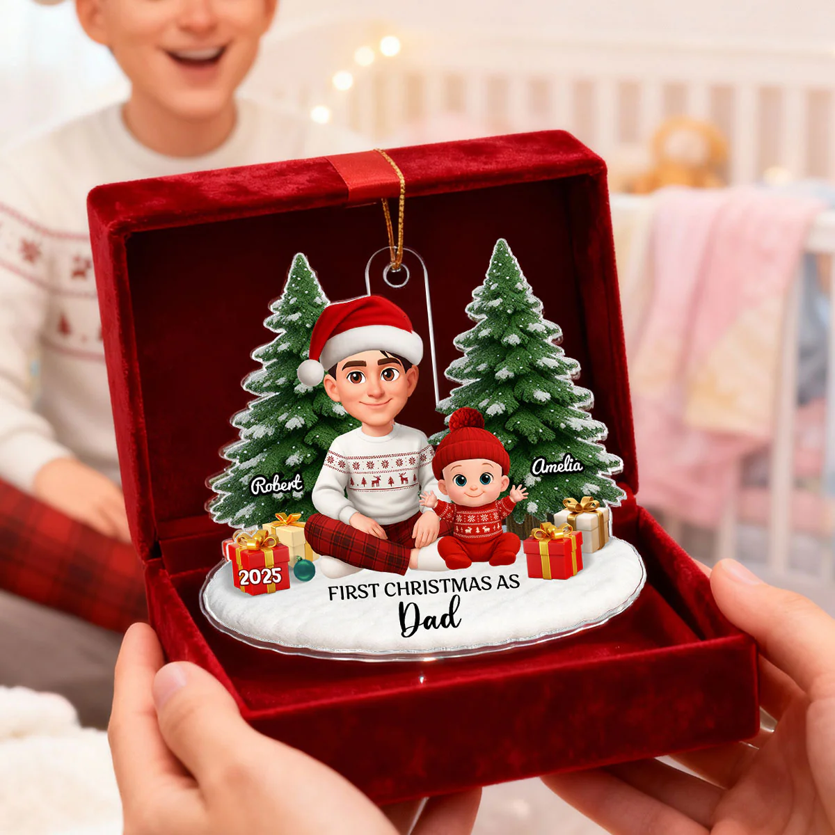 First Christmas With New Baby – Personalized Acrylic Ornament - Chritsmas Gift for Grandparent, Dad Mom, Big Sister, Big Brother - Image 14