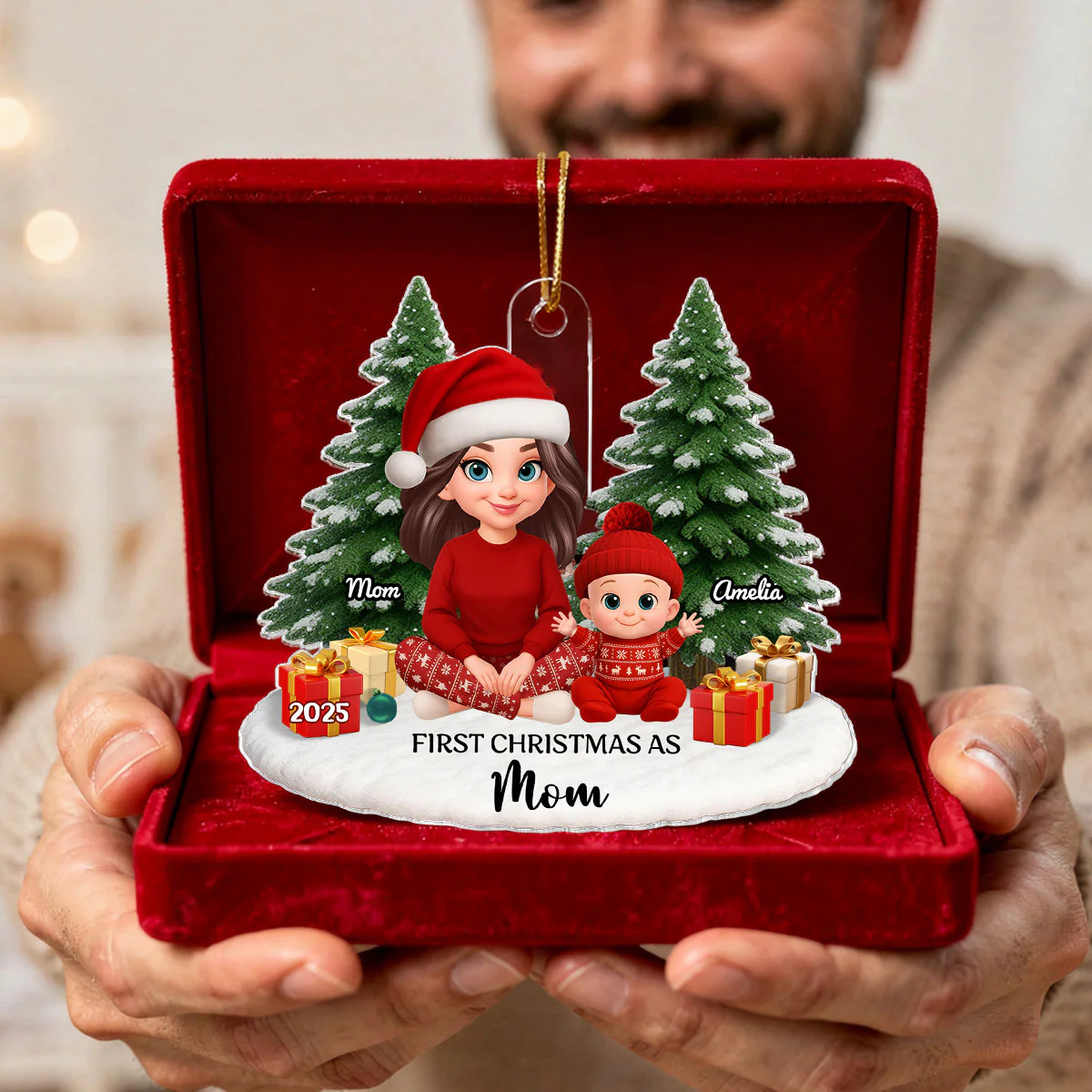 First Christmas With New Baby – Personalized Acrylic Ornament - Chritsmas Gift for Grandparent, Dad Mom, Big Sister, Big Brother - Image 16
