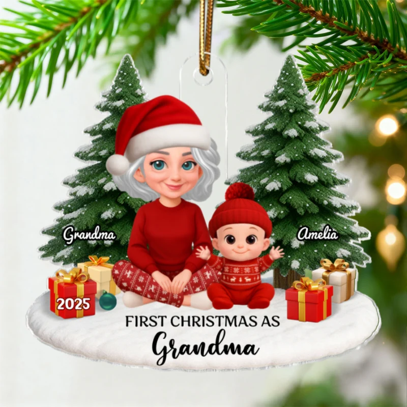 First Christmas With New Baby – Personalized Acrylic Ornament - Chritsmas Gift for Grandparent, Dad Mom, Big Sister, Big Brother - Image 18