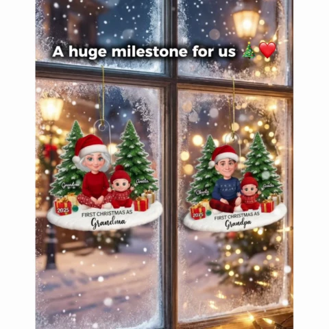 First Christmas With New Baby – Personalized Acrylic Ornament - Chritsmas Gift for Grandparent, Dad Mom, Big Sister, Big Brother - Image 2