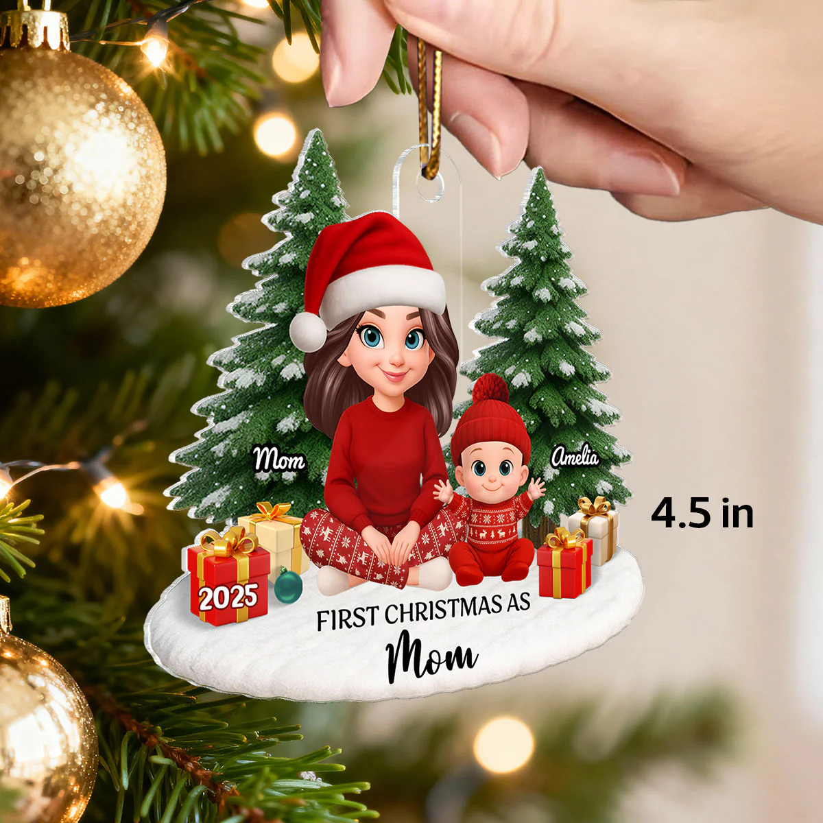 First Christmas With New Baby – Personalized Acrylic Ornament - Chritsmas Gift for Grandparent, Dad Mom, Big Sister, Big Brother - Image 3
