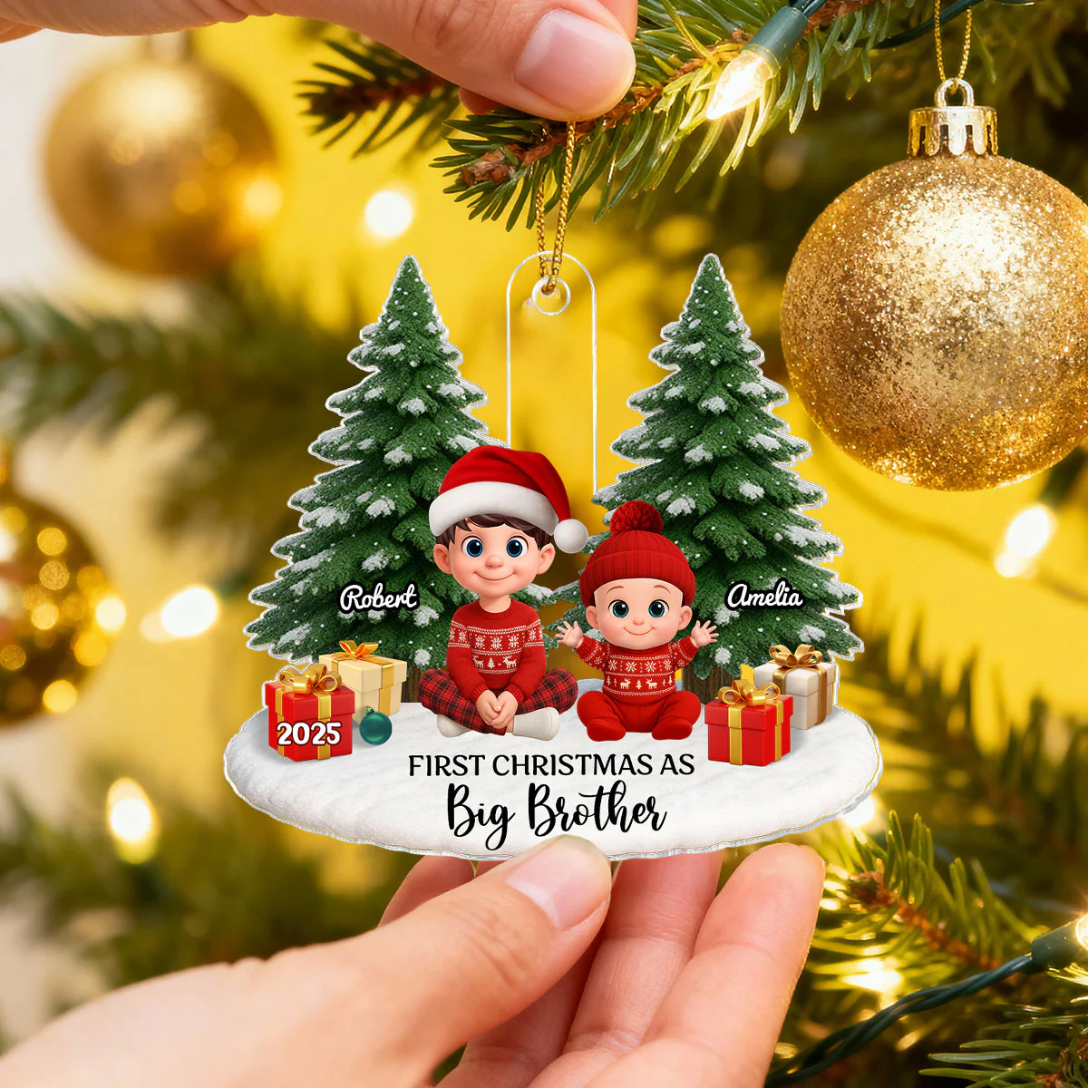 First Christmas With New Baby – Personalized Acrylic Ornament - Chritsmas Gift for Grandparent, Dad Mom, Big Sister, Big Brother - Image 5