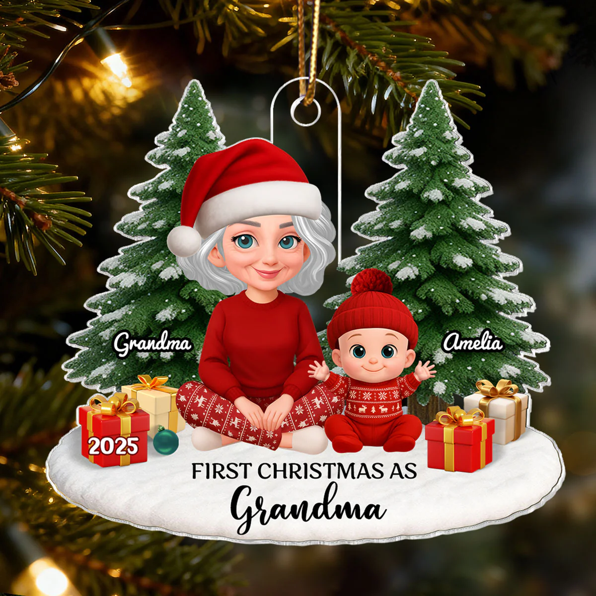 First Christmas With New Baby – Personalized Acrylic Ornament - Chritsmas Gift for Grandparent, Dad Mom, Big Sister, Big Brother - Image 6