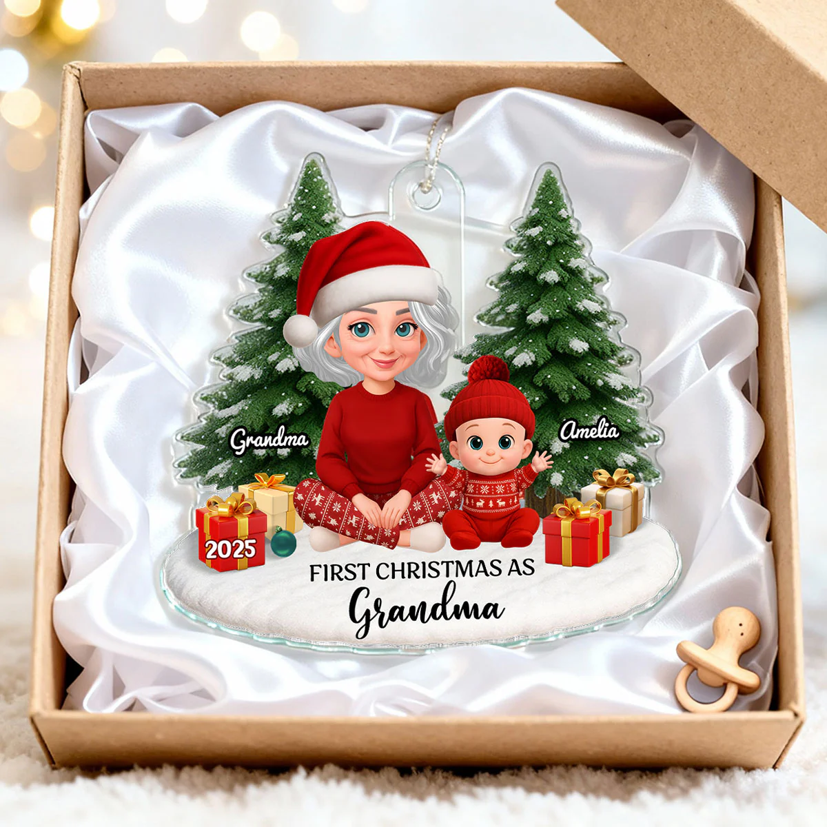 First Christmas With New Baby – Personalized Acrylic Ornament - Chritsmas Gift for Grandparent, Dad Mom, Big Sister, Big Brother - Image 7
