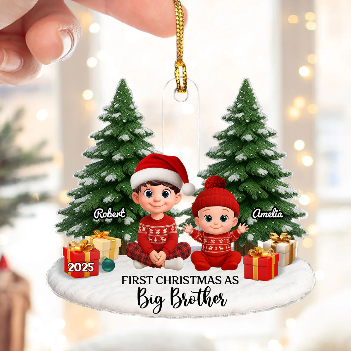 First Christmas With New Baby – Personalized Acrylic Ornament - Chritsmas Gift for Grandparent, Dad Mom, Big Sister, Big Brother - Image 8