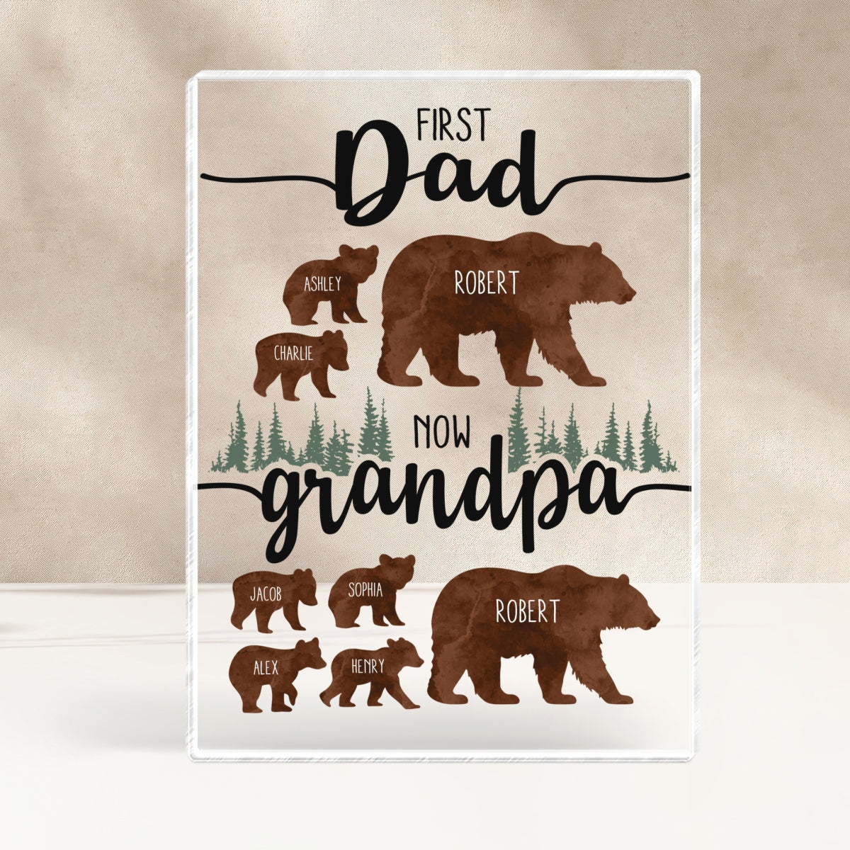 First Dad Now Grandpa Bear Personalized Acrylic Block, gift for Dad, for Grandpa - Image 11