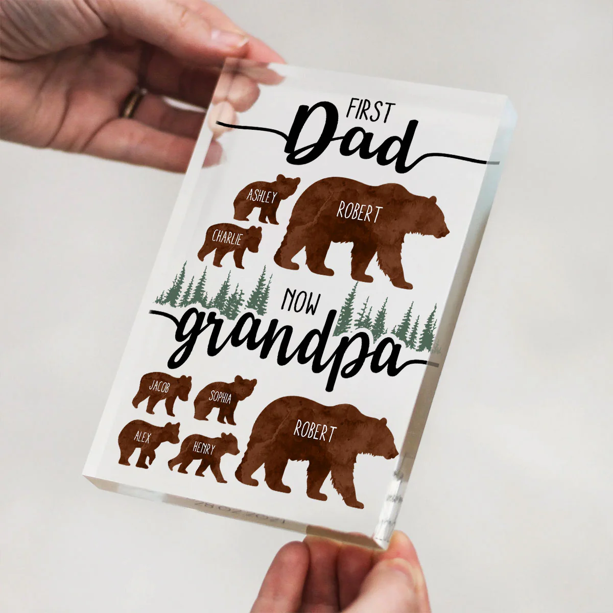 First Dad Now Grandpa Bear Personalized Acrylic Block, gift for Dad, for Grandpa - Image 5