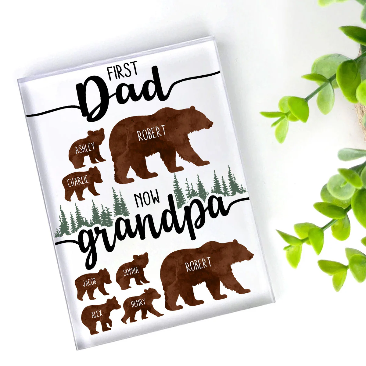 First Dad Now Grandpa Bear Personalized Acrylic Block, gift for Dad, for Grandpa - Image 7