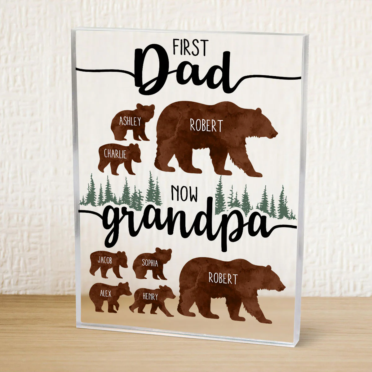 First Dad Now Grandpa Bear Personalized Acrylic Block, gift for Dad, for Grandpa - Image 8