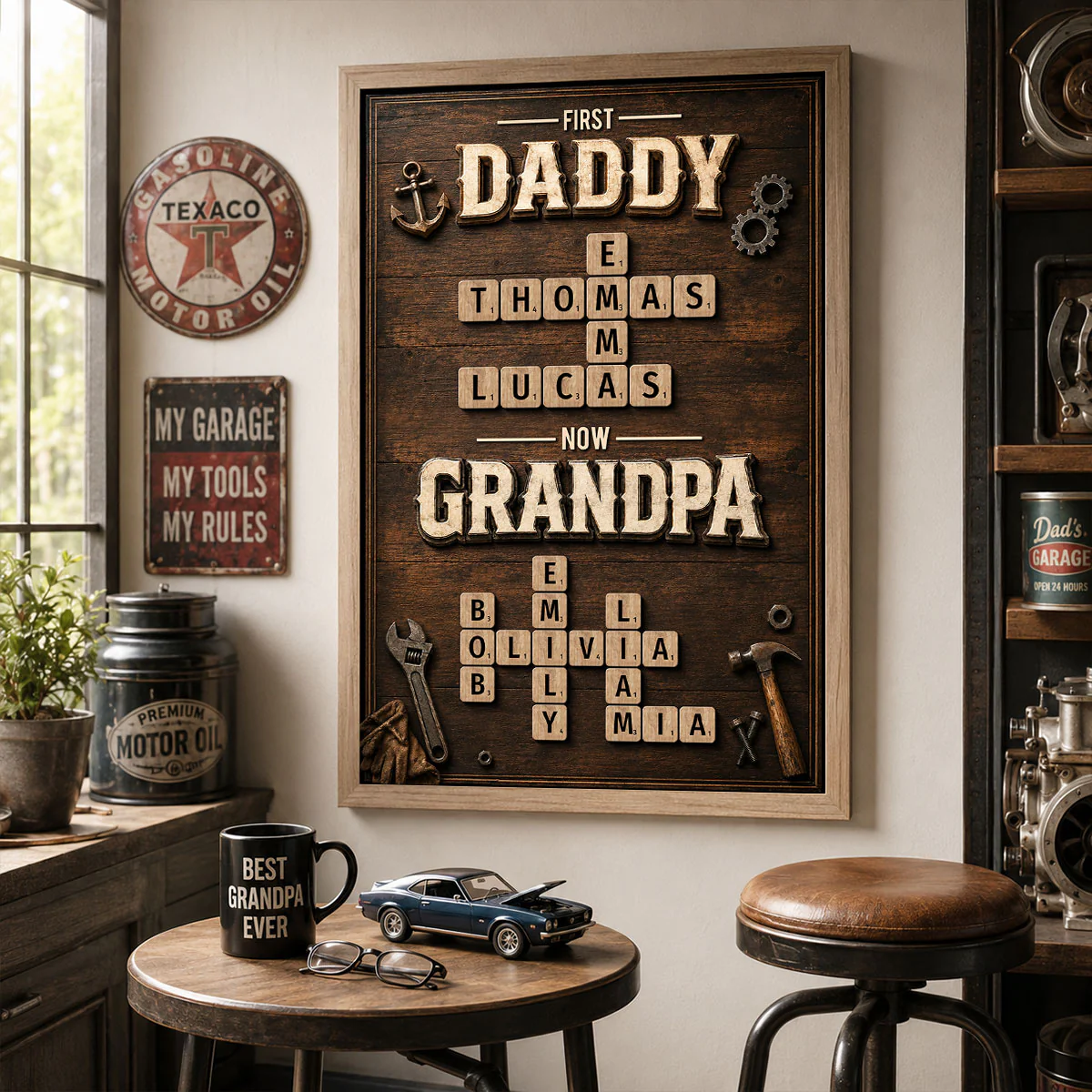 First Dad Now Grandpa Crossword Puzzle Art - Personalized Poster - Father's Day Gift for Dad, Grandpa - Image 10