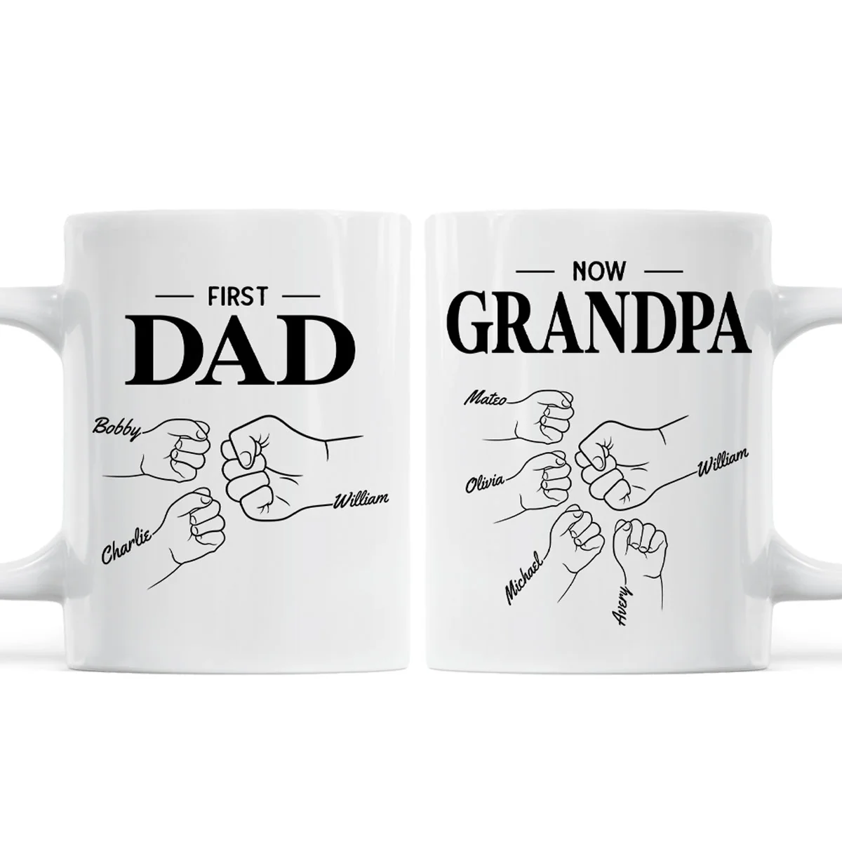 First Dad Now Grandpa Fist Bump Outline Father‘s Day Gift Personalized Mug