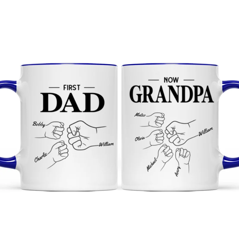 First Dad Now Grandpa Fist Bump Outline Father‘s Day Gift Personalized Mug - Image 10